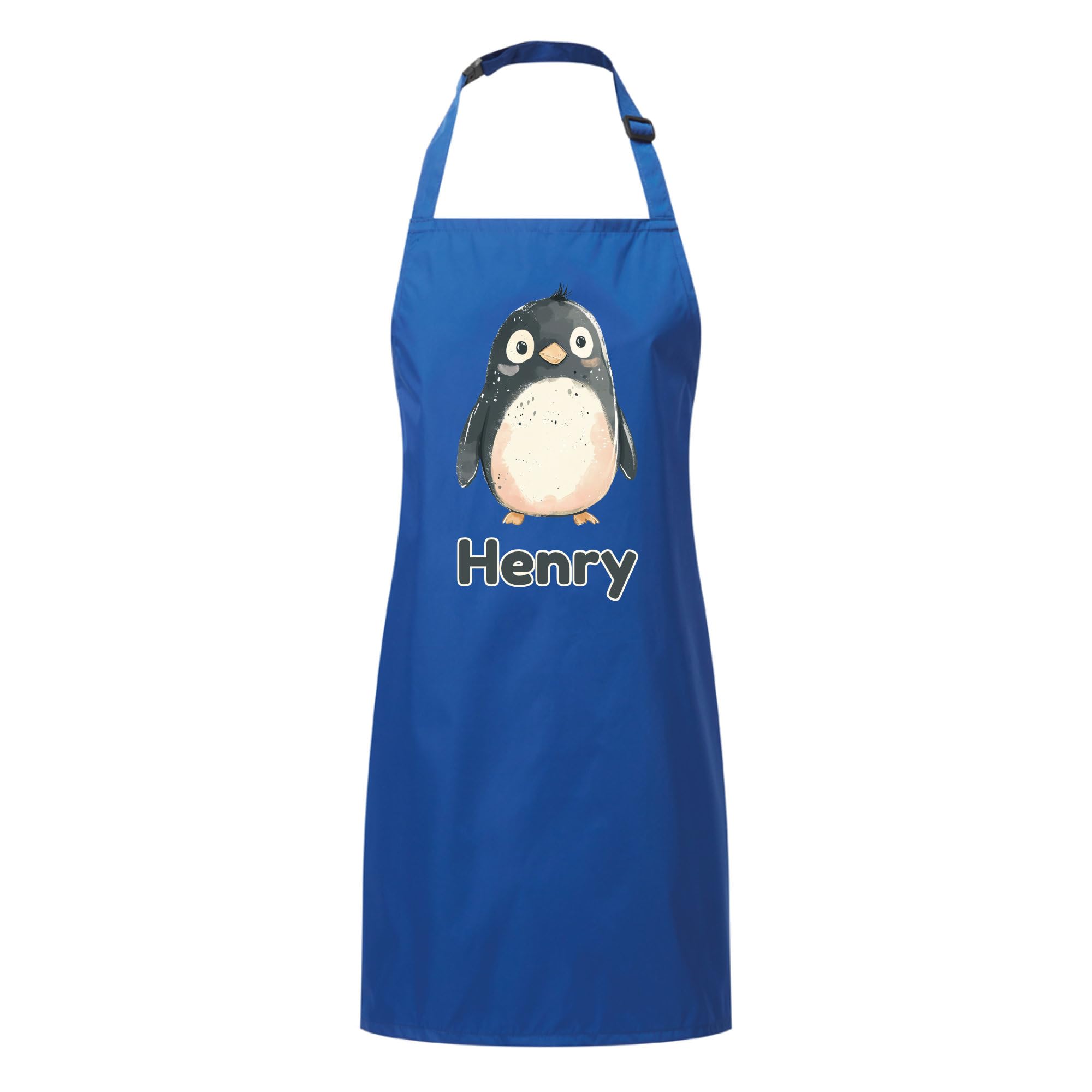 PIXPRINT Personalised Any Name Penguin Waterproof Kids Apron. Craft, Bake, Cook. Boy, Girl, Unisex. Gift
