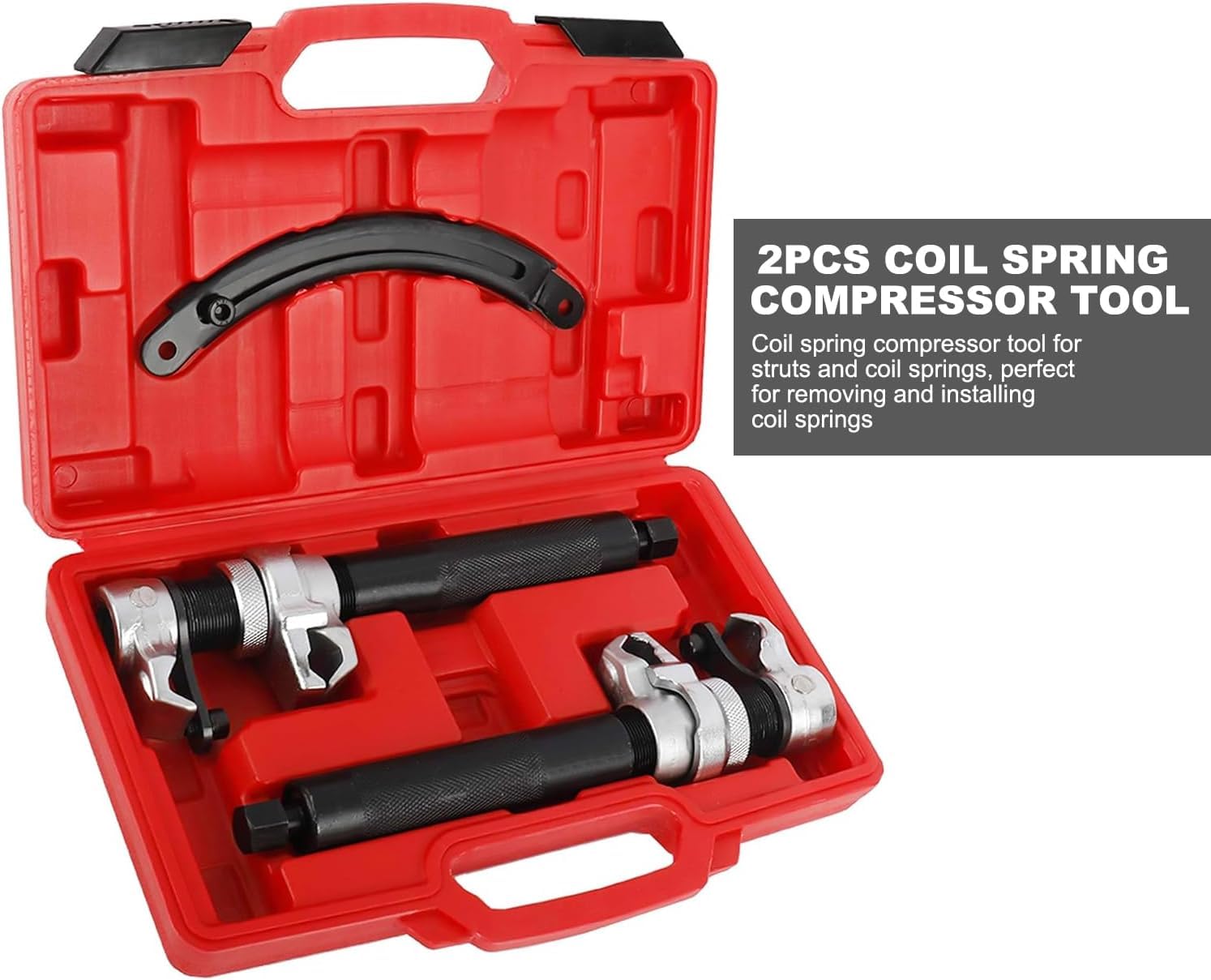 FreeTec Set tenditore a molle 3 pezzi | Strumento professionale per molle auto | Tuning e abbassamento | Tenditore per ammortizzatori | Resistenza 1,2T (1200kg) (Rosso)