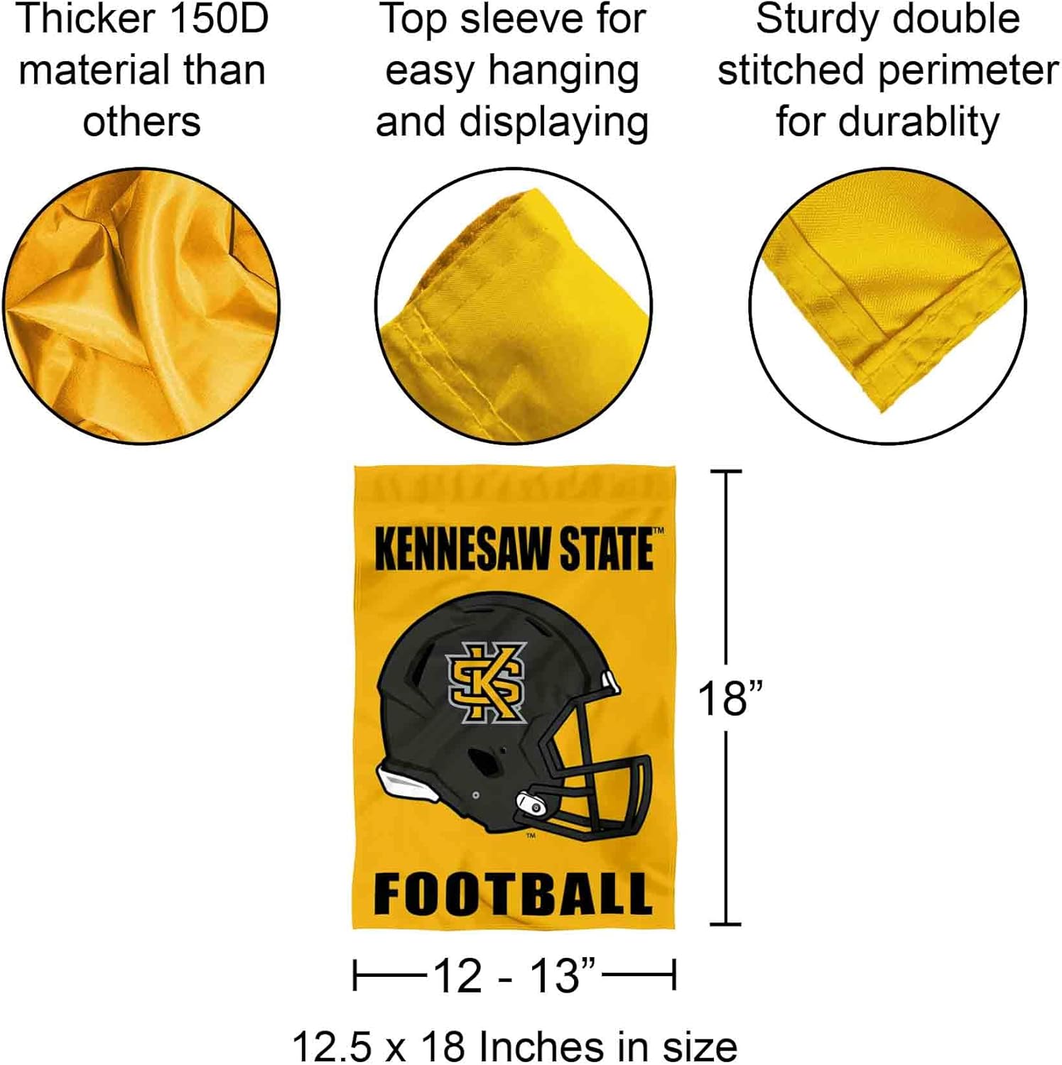 Kennesaw State Owls Football Helmet Garden Yard Flag - Image 3