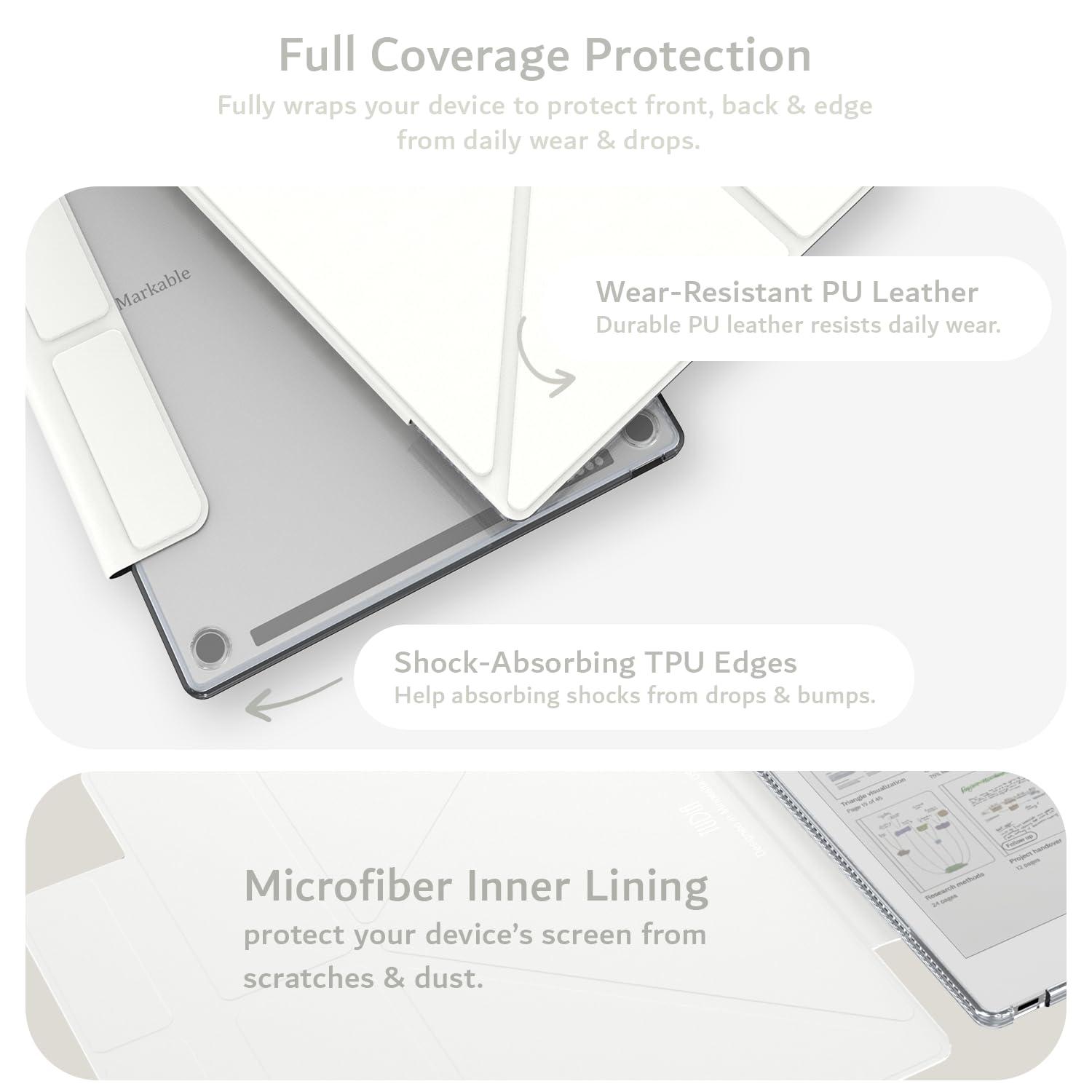 TUDIA M-FLIP - Funda magnética transparente desmontable para notable Paper Pro de 11.8 pulgadas, funda delgada transparente con función de encendido y apagado automático, cierre magnético fuerte - 3