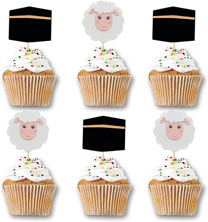 SWYOUN 48PCS Eid Al Adha Cupcake Topper Party Decorations Islamic Muslim Party Supplies