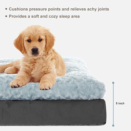 Miniatura 4 de CBBPET Cama ortopédica para perros pequeños y medianos con soporte de espuma de huevo de felpa, cama para perro súper suave lavable, parte superior