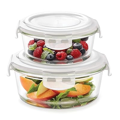 Borosil Klip-N-Store Set of 2 Microwave & Oven Safe Gift Set, Glass Storage Container, 240ml & 400ml Round, with Air Tig