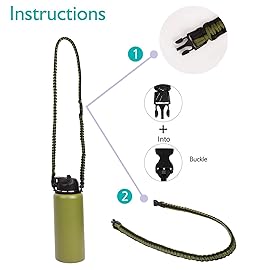Wongeto Paracord Handle with Shoulder Strap,Compatible with Hydro Flask Wide Mouth Water Bottles 12oz - 64 oz and Other Wide Mouth Water Bottle for Walking Hiking Camping(Mint Green/Compass)