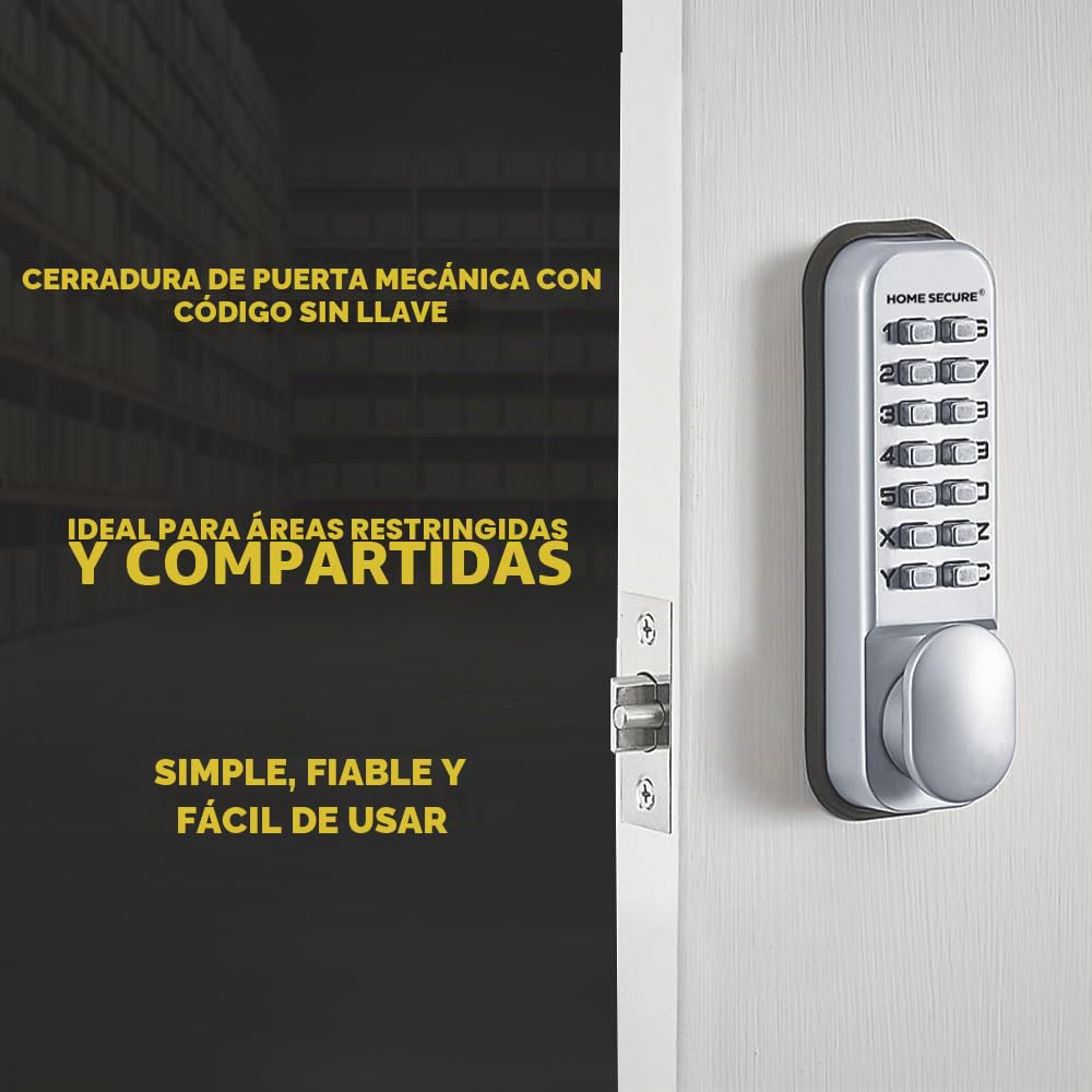 Cerradura digital para puerta con código de bloqueo de HomeSecure, resistencia meteorológica, cromada