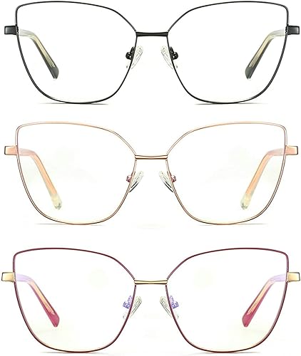 melrose 2022 - Lentes de metal para gatos, lector de negocios para mujer, marco transparente con lentes de ojo de gato