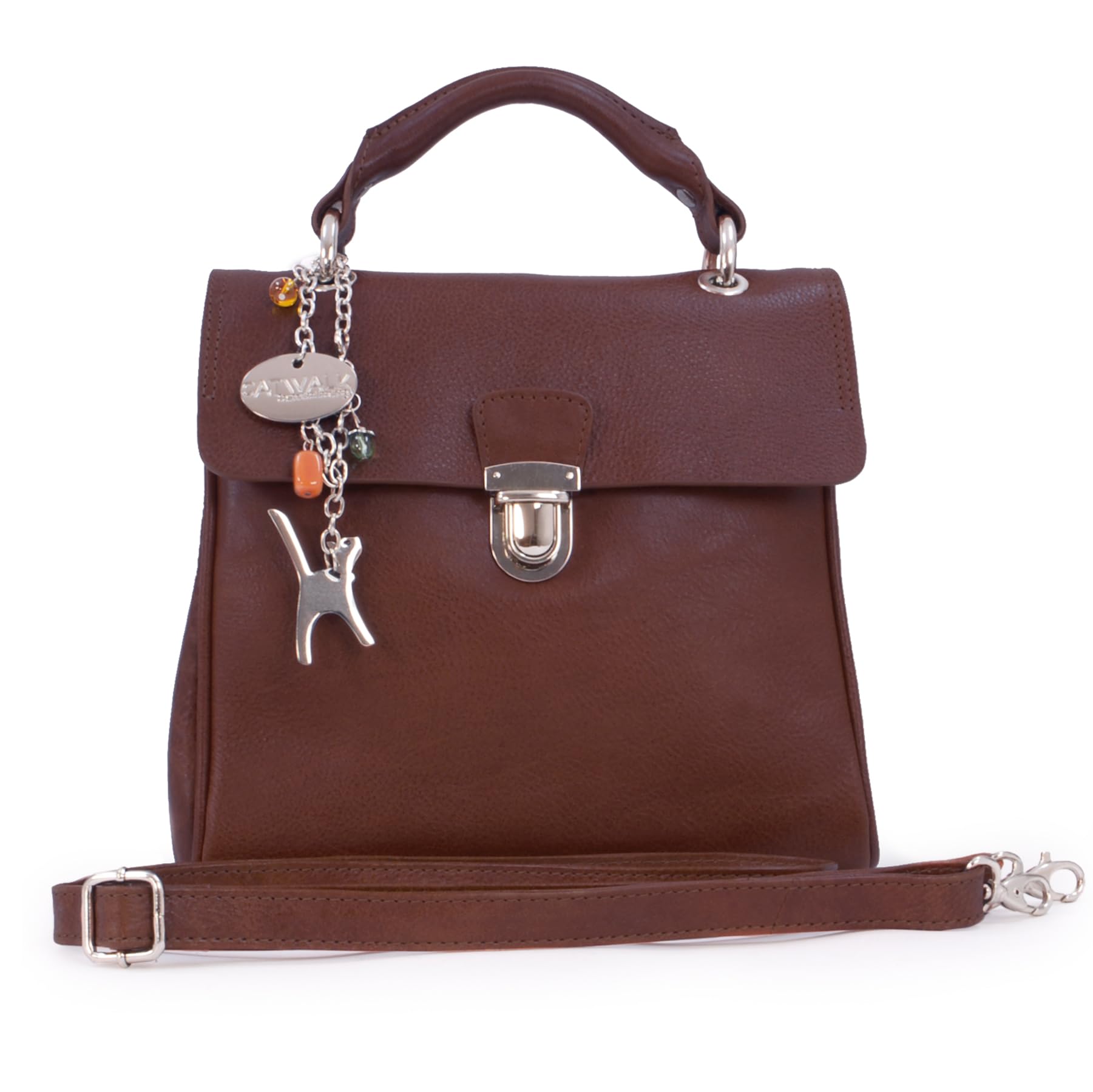 Catwalk Collection Handbags - Damen Leder Umhängetasche - Crossbody Bag/Handtasche Mittelgroß - Verstellbarer Abnehmbarer Gurt - Pandora