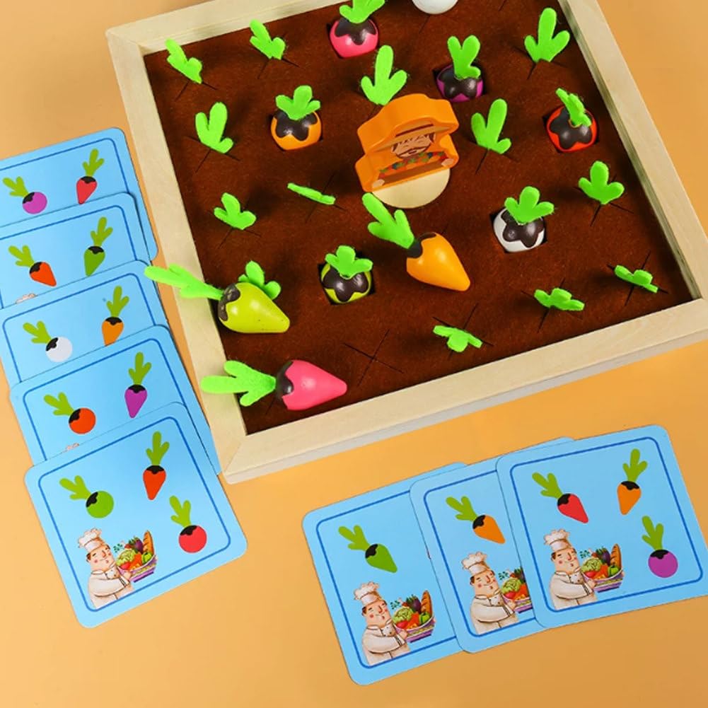 Jeu de mémoire et d'association des légumes en Bois Montessori