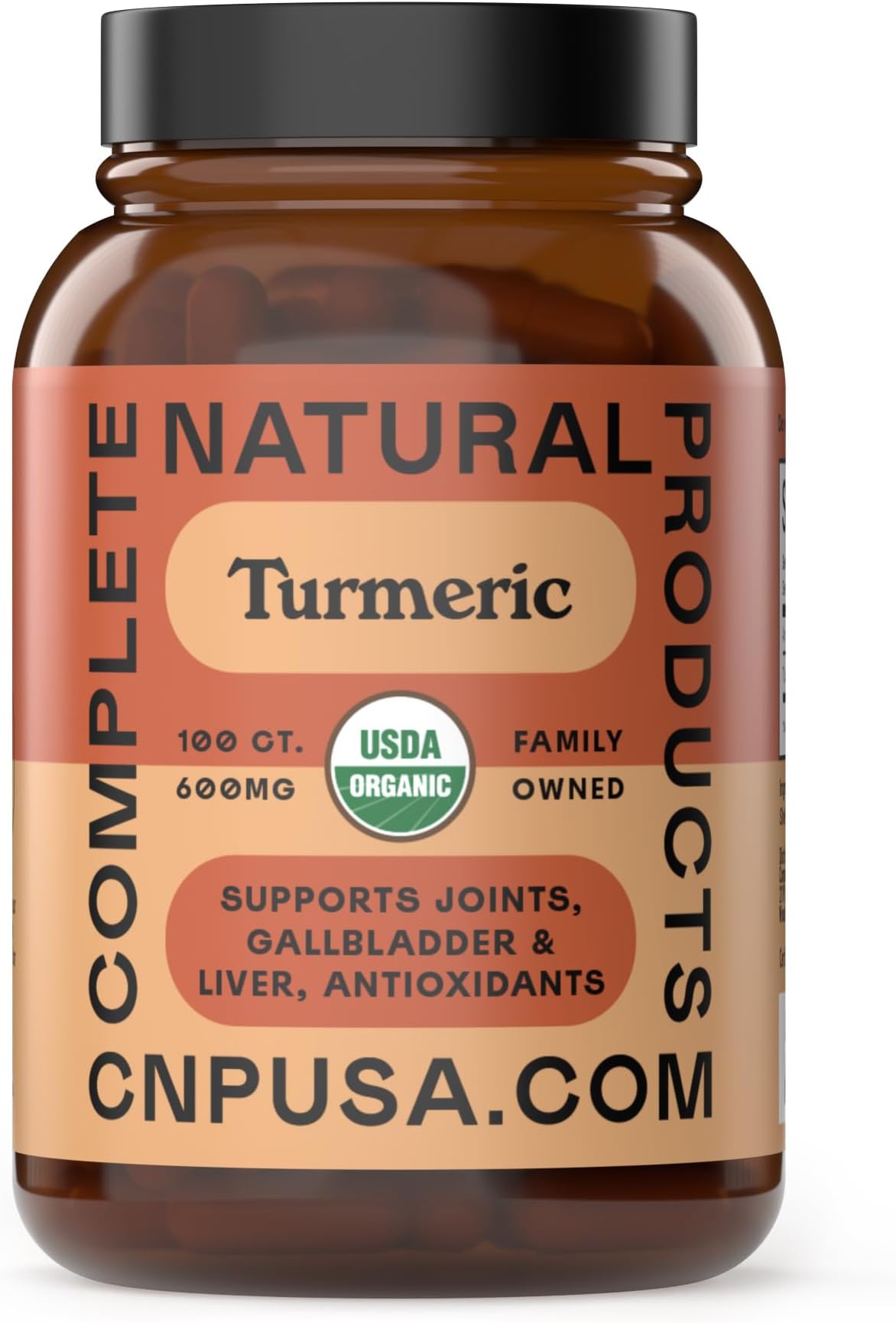 Organic Turmeric Capsules Raw & Pure Curcumin Root Powder Supplement, 100 Capsules 600Mg, Gallbladder, Liver & Support