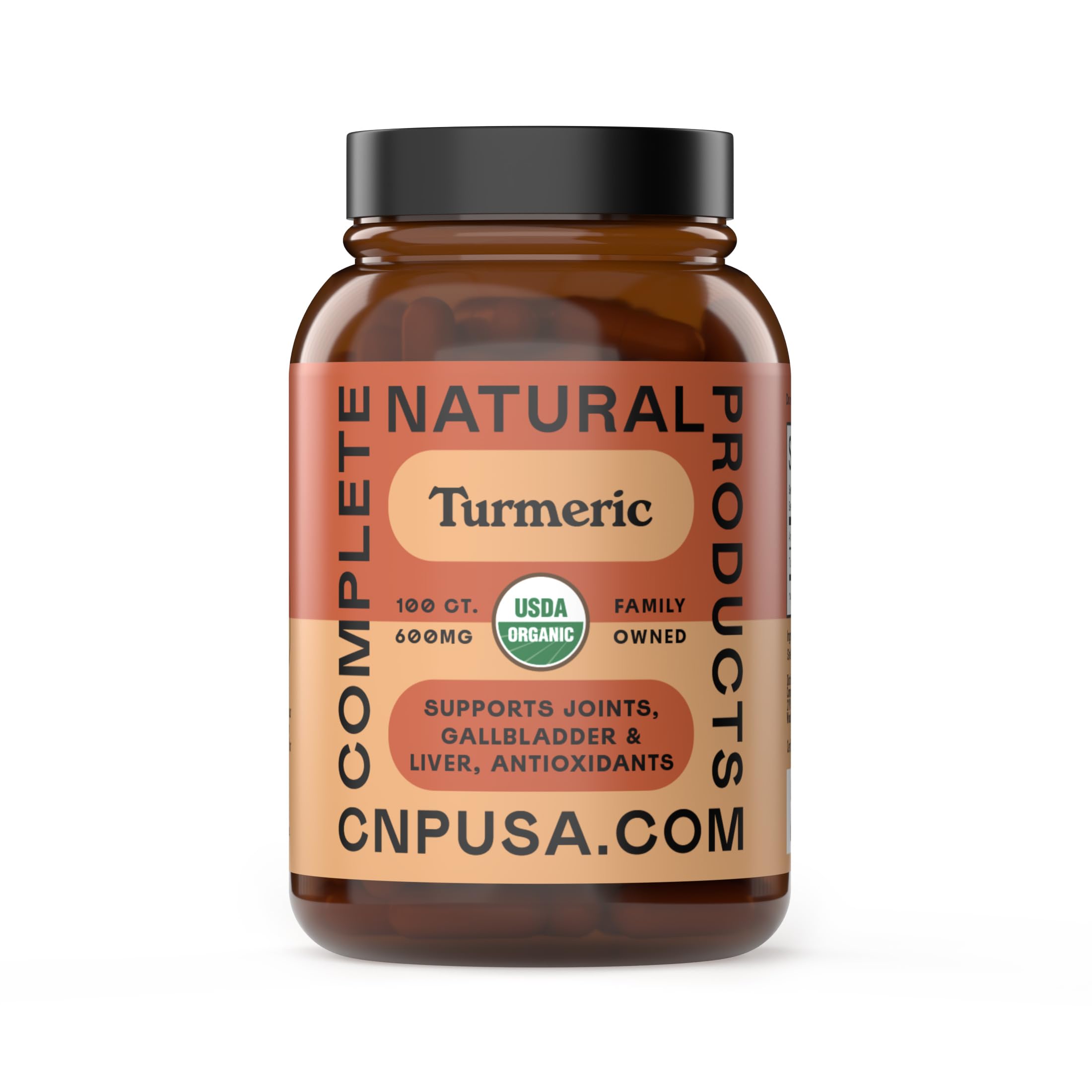 Organic Turmeric Capsules - Raw & Pure Curcumin Root Powder Supplement, 100 Capsules 600mg, Gallbladder, Liver, and Support