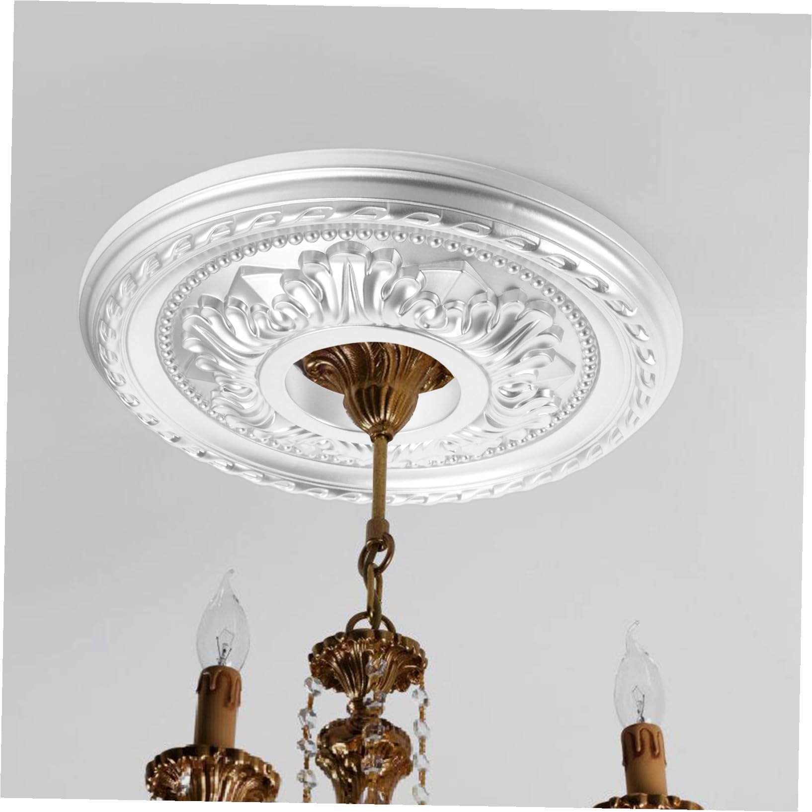 Medaglione Circolare per Soffitto in Pu, Stile Vintage, Argento