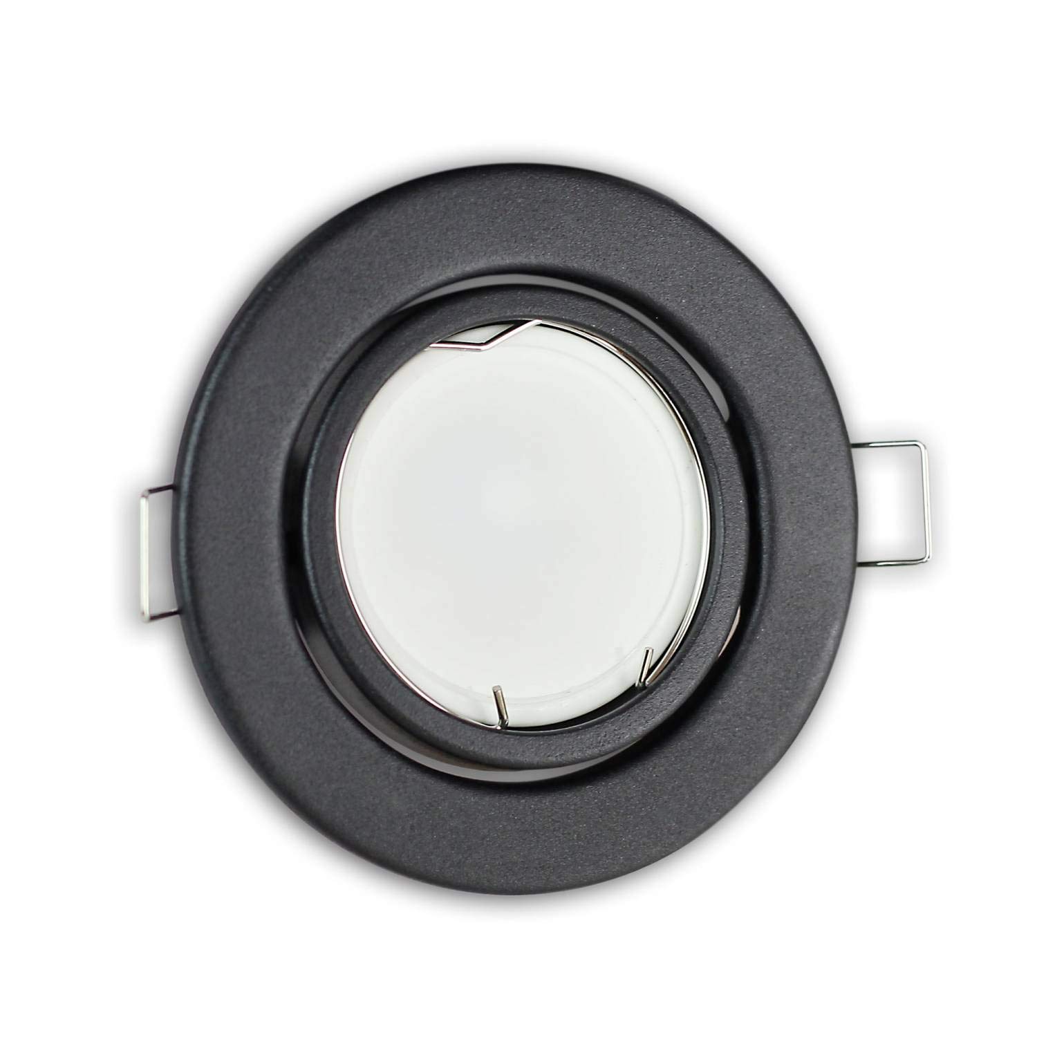 10x LED Einbaustrahler Set anthrazit rund 3 Watt neutralweiß 230V super flach - Einbauleuchte schwenkbar und dimmbar - 70mm Bohrloch Einbau-Spot Decken-Strahler Deckeneinbaustrahler