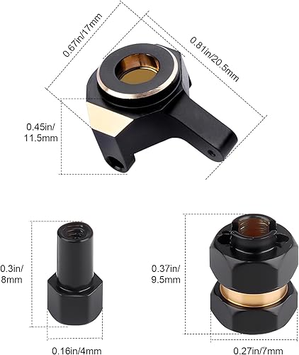 Miniatura 6 de Hobbypark Soportes de latón para nudillos de dirección y latón extendido de 0.276 in, adaptadores de cubos hexagonales para Axial SCX24