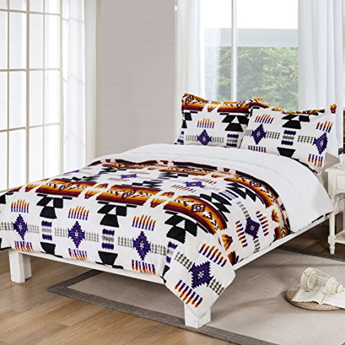 Nu Trendz Signature Southwest Design (Navajo Print) King Size 3pcs Set 16112 White