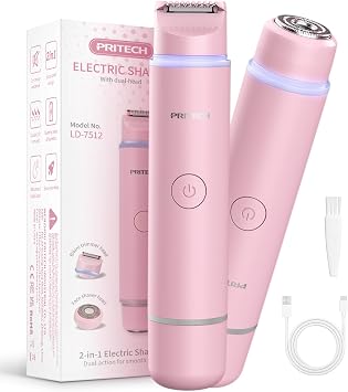 PRITECH Bikini Trimmer for Women Dual Head Facial Hair Remover for Women Pink