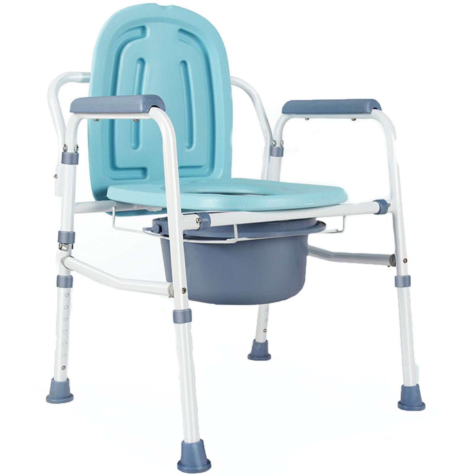 Folding Made of Iron Bedside Commode Chair, Portable Toilet, Supports Bariatric Individuals Weighing Up to 440 Lbs. Bedside Commodes for Seniors and Commode Chair,Green
