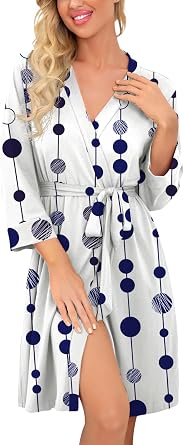 PrinStory Robes for Women Short Knit Bathrobe S-2XL