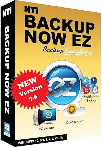 NTI Backup Now EZ 7.5 (for 1 Computer) Full-System Image Backup Cloud Backup File-Folder Backup Scheduled Backup Available in Download and CD