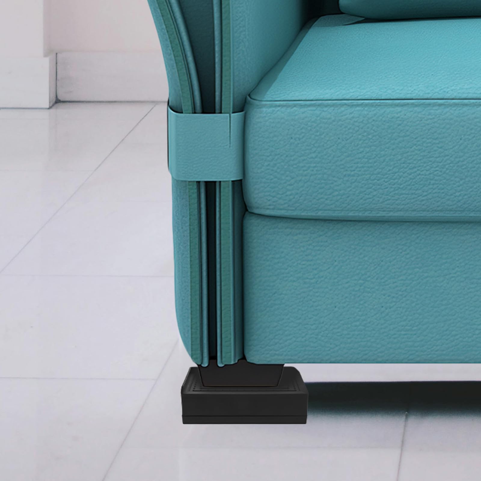 Elevadores de Cama Ajustables de Plástico y TPU Negro para Muebles Instalación Fácil y Uso Versátil, Paquete de 4 Piezas para Camas y Mesas en Apartamentos Pequeños