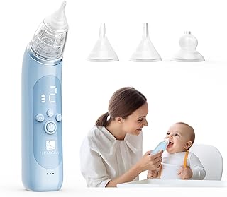 Nasal Aspirator for Baby, Electric Baby Nose Sucker with Adjustable 3 Levels Suction, Rechargeable Snot Sucker with Lights and Music, Baby Nasal Aspirator for Toddler with 3 Silicone Tips