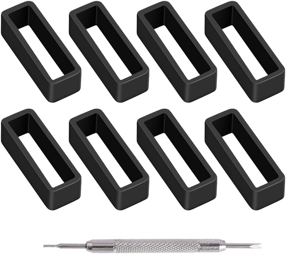 22mm Rubber Leather Watch Band Strap Loops Black Silicone