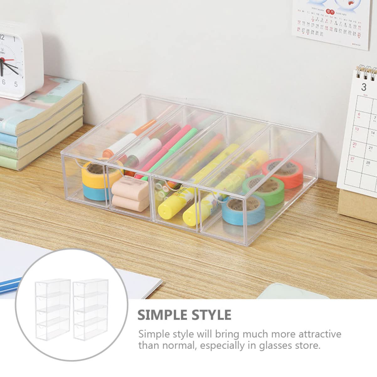 FOMIYES Caja Organizadora de Plástico sin Rebabas 2 Piezas para Gafas de Sol Diseño Simple para Uso Personal en Casa o Tienda