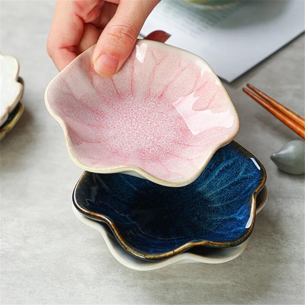 Mini Piatto in ceramica for barbecue con smalto retrò(Pink)