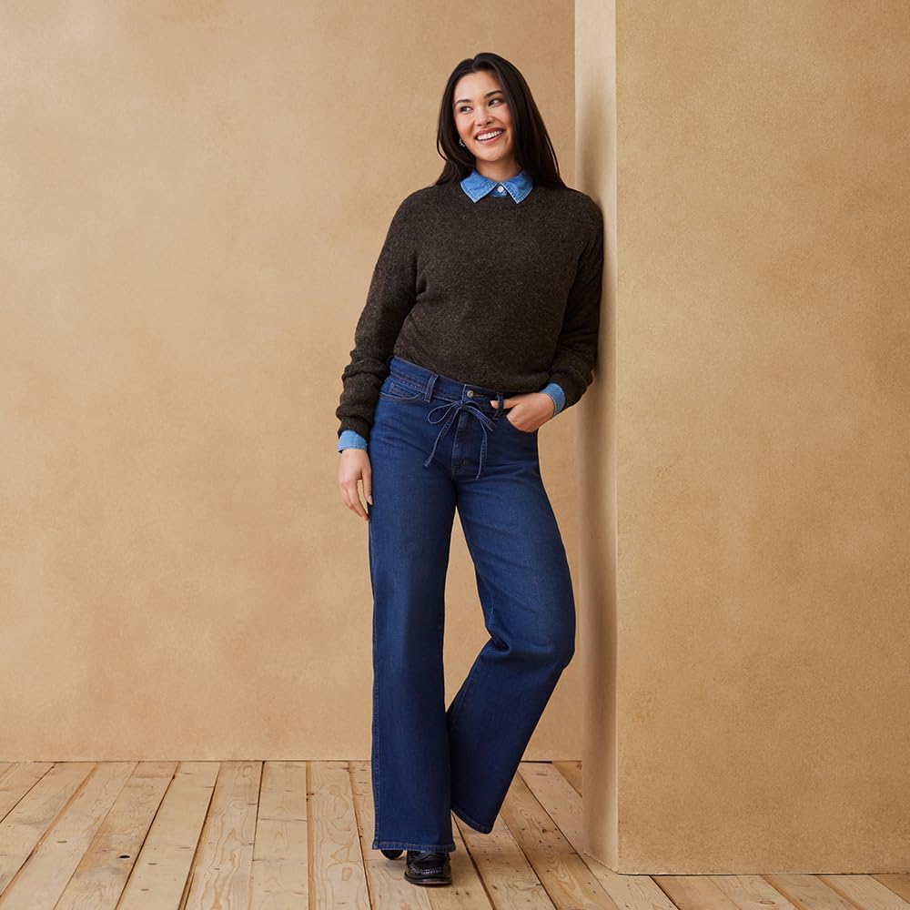 LEVI Strauss Signature Womens Heritage Belted Wide Leg Jeans (Also Available in Plus) - Image 3