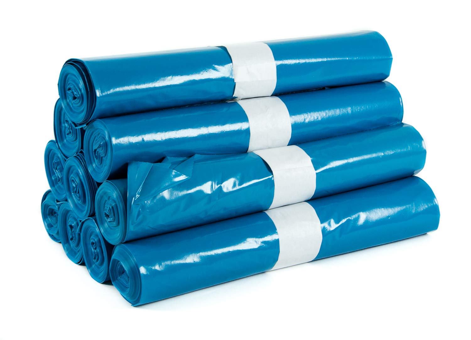 Hygiene VOS 100 Stück Stabile Müllsäcke Abfallsack Extra Stark 70 cm breit und 110 cm lang - 10 Rollen zu je Blau Müllbeutel mülltüten 120l Fassungsvolumen - Aus Umweltfreundlicher Reyclingfoli