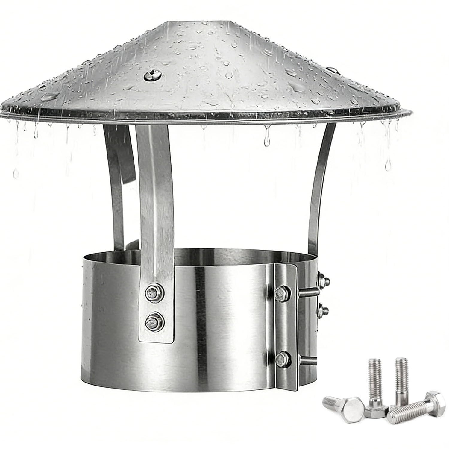 IGNVXMGKP Chimney Cap Adjustable，Chimney Cover Stainless Steel，Round rain caps for Outside Fireplace roof Chimney Pipe(7.9in)