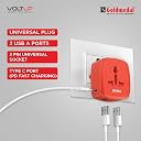 Goldmedal Voltup Universal Travel Adapter |2 Type-C&2 Type-A USB Ports gallery image