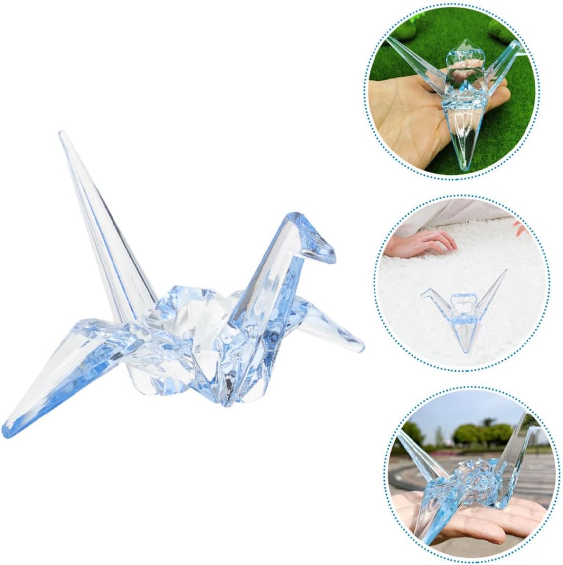 MERRYHAPY 2pcs Acrylic Origami Crane Figurine Decorative Boy Girl Birthday Toys Transparent Cranes for Playtime Charming Home Decor for Boy Girl and Nursery
