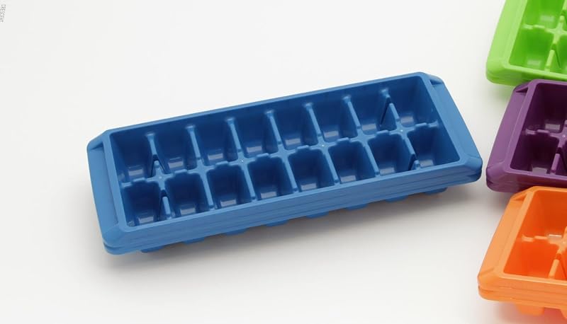 21846 Bandeja para cubitos de hielo apilable o encajable, 2 piezas, el color puede variar
