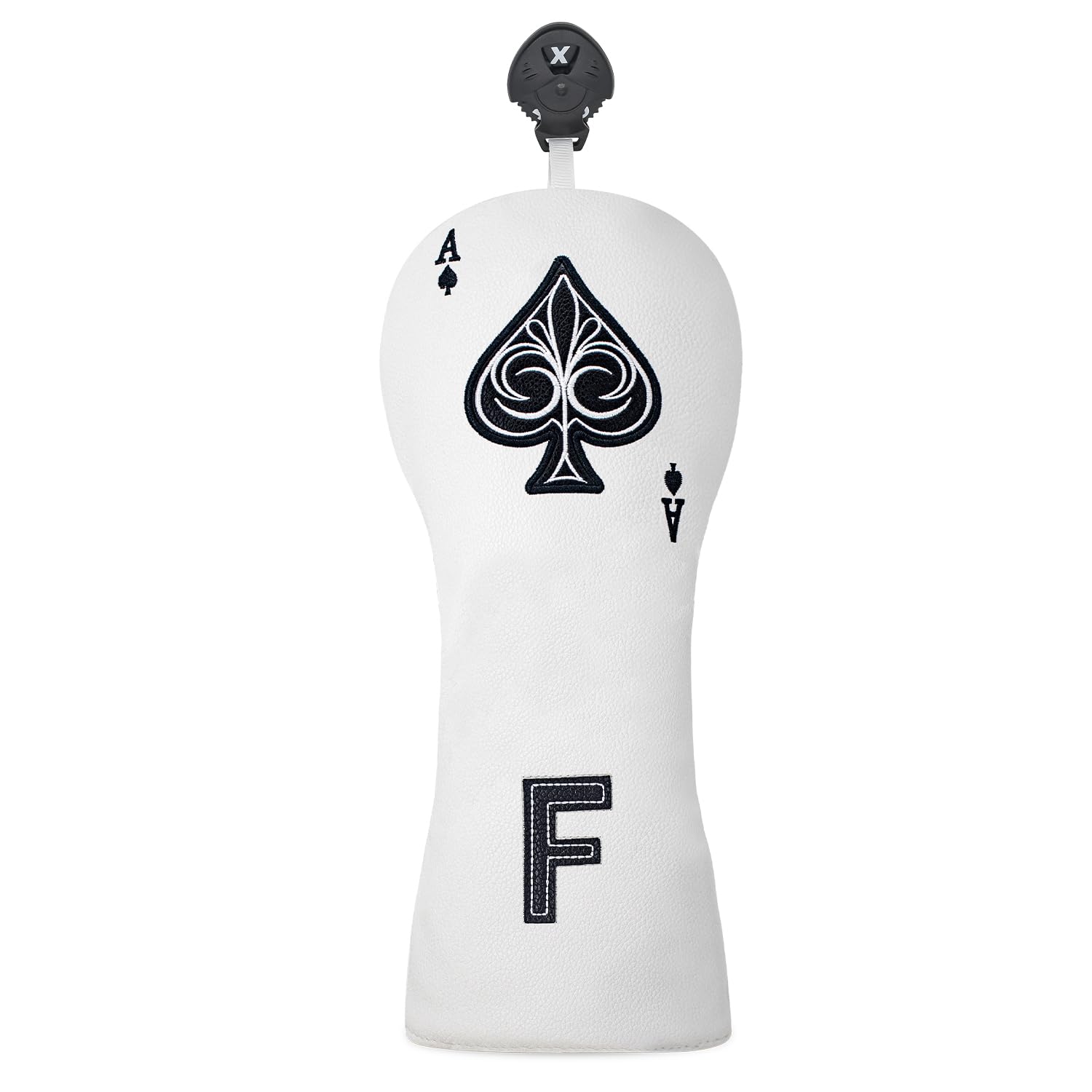 Fairway Wood Head Covers, Golf Club Covers, Leather 3 Wood Headcover With White Background Spade Poker Pattern, Simple Trendy Golf Accessories For Women Fit Full Golf Club Set — image 1