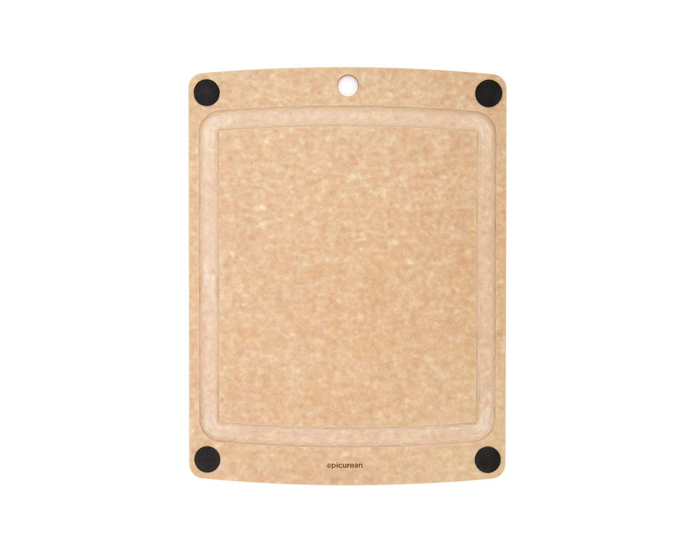 Epicurean All-in-One Cutting Board with Non-Slip Feet and Juice Groove, 14.5" × 11.25", Natural/Black