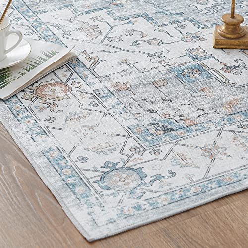 Jinchan Runner Rug 2X5, Bohemian Hallway Rug Kitchen Rug Washable Rug Floral Runner Non Slip With Rubber Backing Thin Vintage Carpet Runner For Bedroom Bathroom Laundry Room Living Room Decor Grey #TOP3
