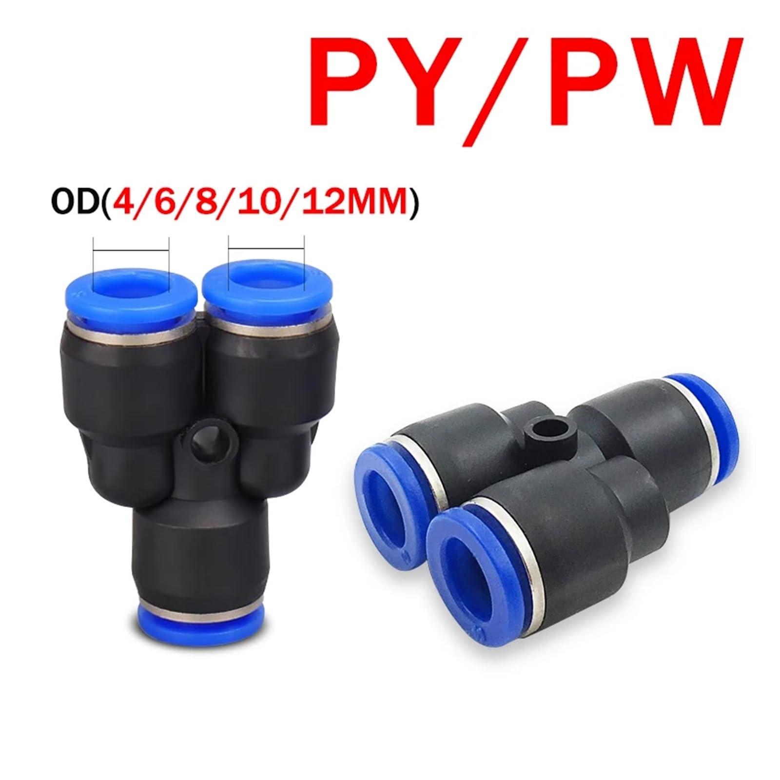 Złącze pneumatyczne 50/100/500 sztuk złączki rurowe plastikowe pneumatyczne złącze pneumatyczne szybkie połączenie 4 6 mm 8 mm 10 mm 12 mm (PY-10,500 PCS)