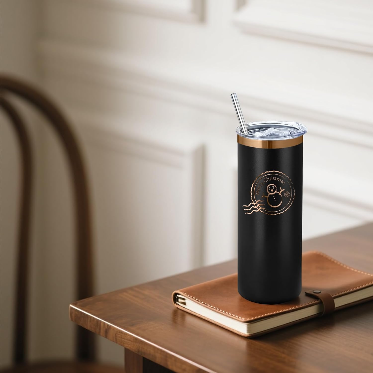 16 Pack Rose Gold Plated Stainless Steel Tumbler Straight Double Wall Powder Coated for Laser Engrave, 20oz Black to Bronze - Image 5