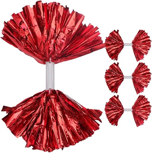 Sosoport Cuentas para radios de bicicleta, 4 pompones de animadora de papel metálico de plástico para anillo de animación, pompones de escuadrón de