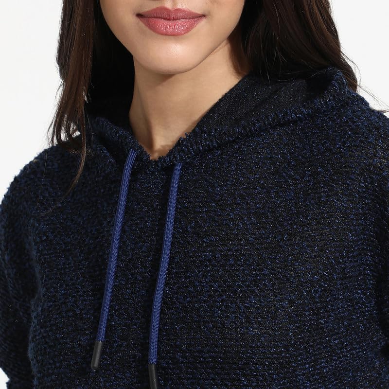 Image of PINACOLADA Women's Hoodie for Casual Wear | Hood Neck | Long Sleeve | Drawstring Closure | Cotton Sweatshirt Crafted with Comfort Fit for Everyday Wear | Navy Blue