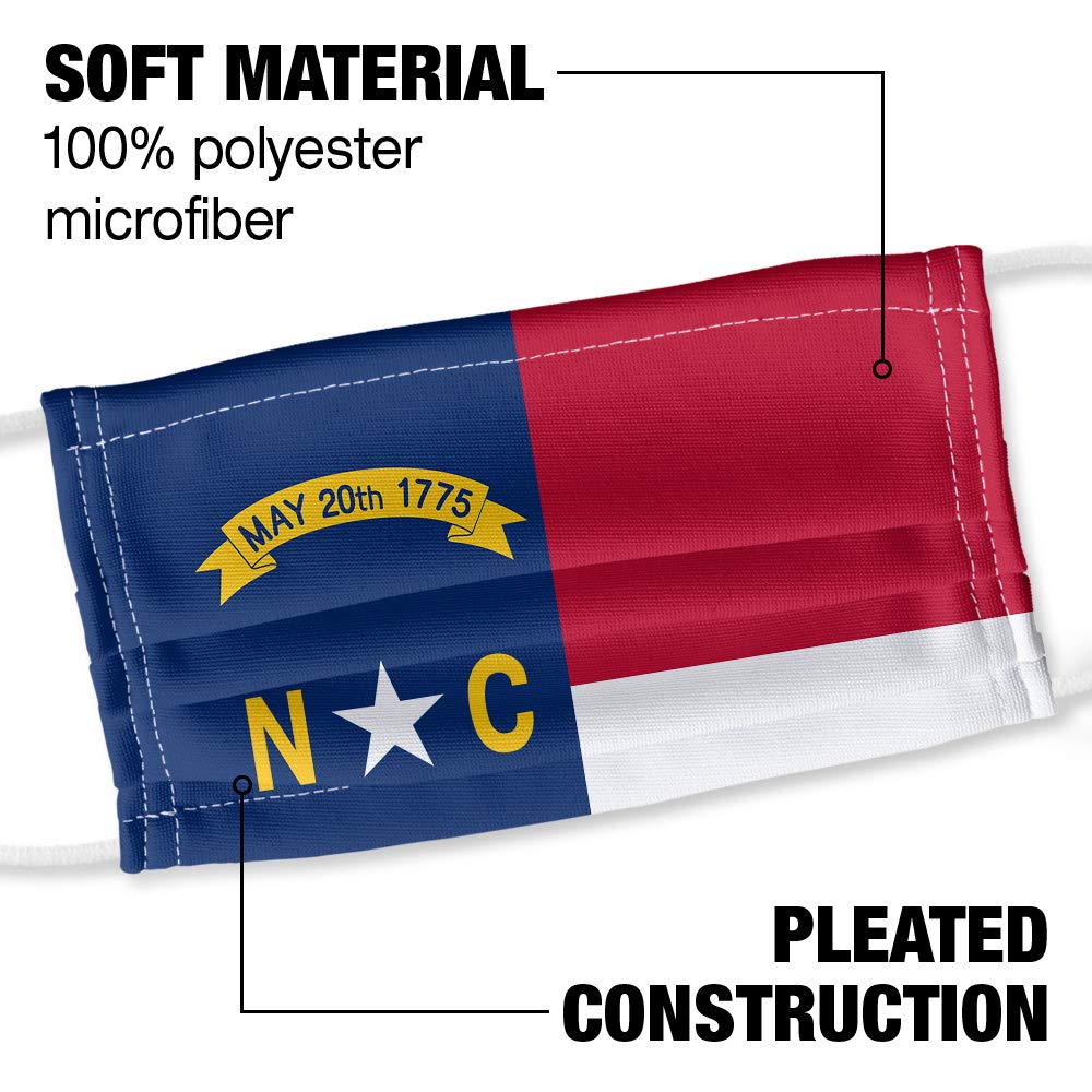 North Carolina Flag 1-Ply Reusable Face Mask Covering with Adjustable Nose Wire, Unisex