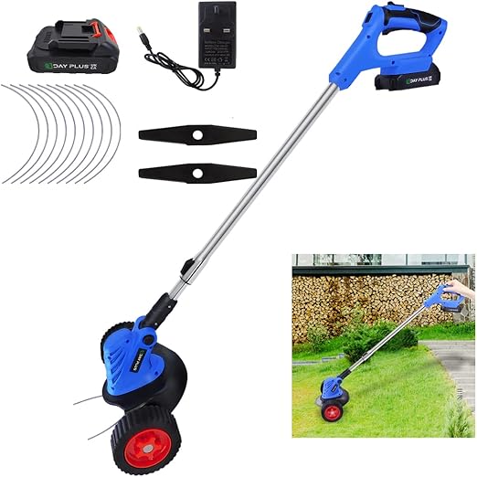 Cordless Strimmer Electric Garden Strimmers with Wheels Grass Trimmers
