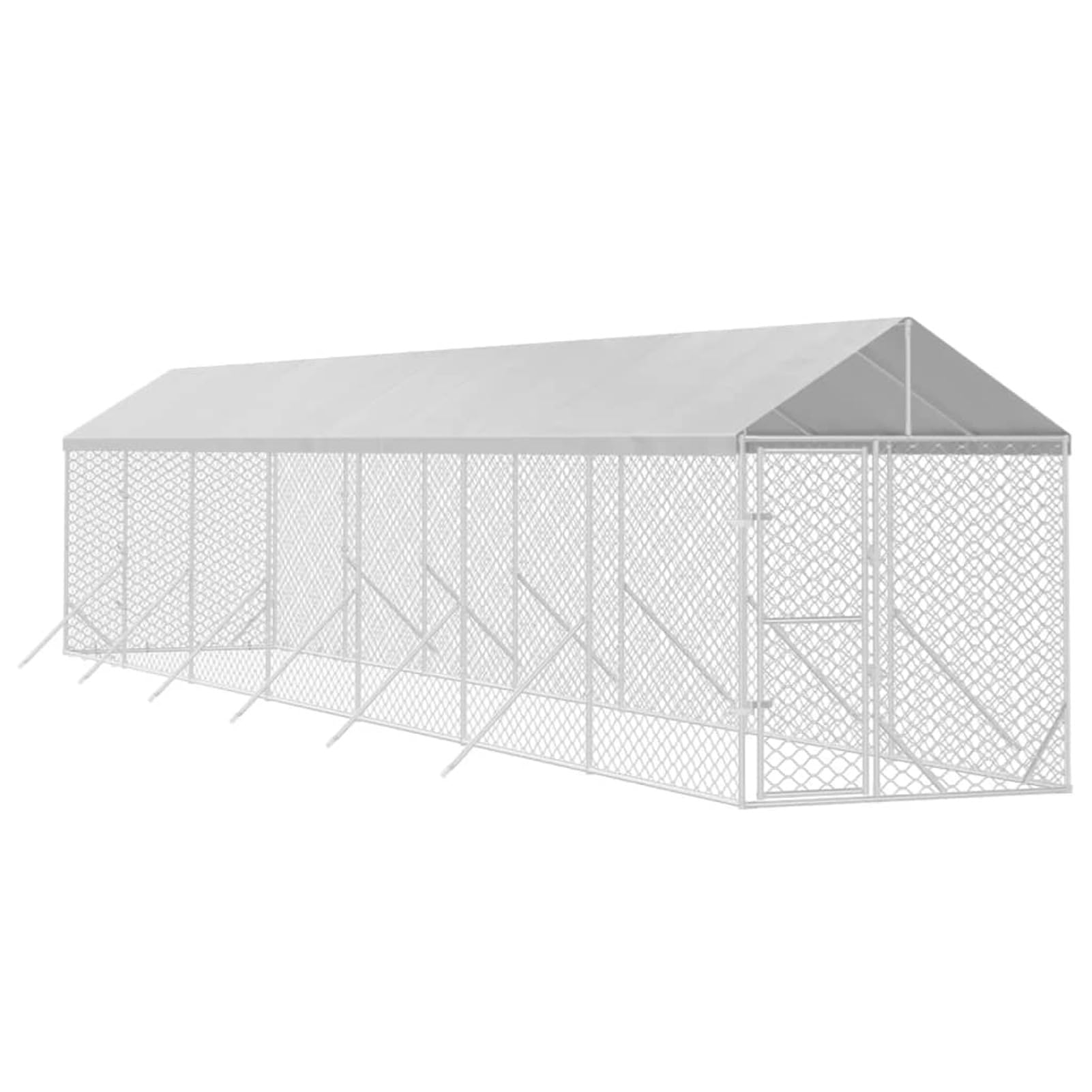 Klatka dla psa z dachem Kennel dla psa na zewnątrz ogrodzenie dla psa ocynkowana stalowa siatka kojec dla zwierząt z zamkiem drzwiowym-2 x 14 x 2,5 m