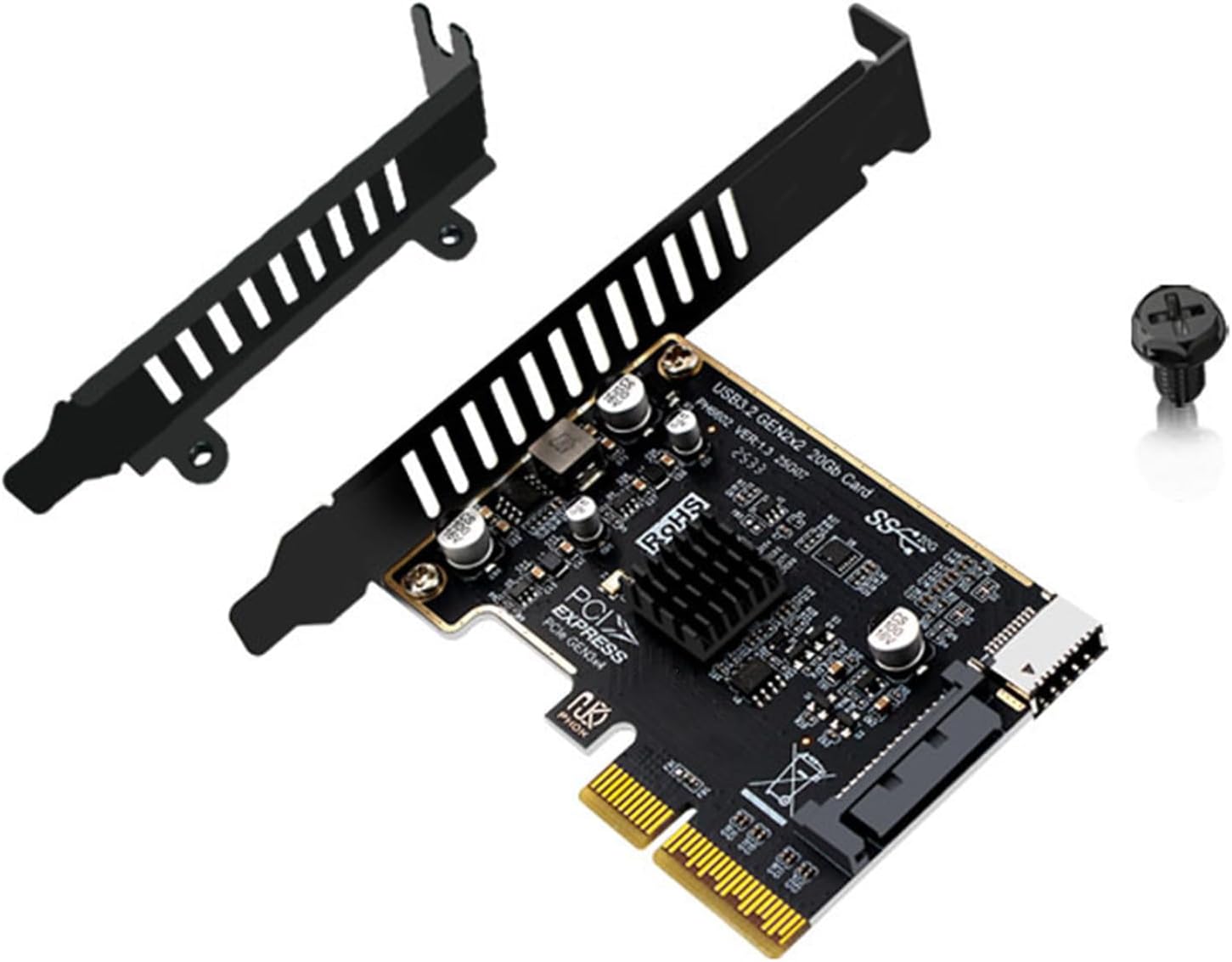 Fast Speed PCIe to USB 3.2 Type E Expansion Card with 15Pin Power Supply for Stable 20Gbps Data Transfer