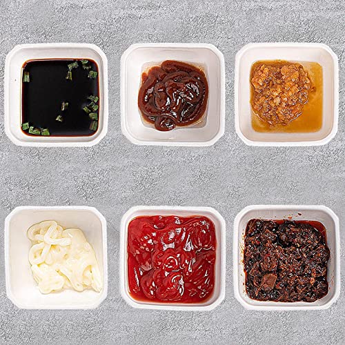 Kopmath Dip Sauce Bowls Set, 3 Oz Ultra-Strong Soy Sauce Dish, Square And Stable, Ceramic Small Bowls For Ketchup Condiment Side Dish Snack, Dishwasher Safe, Set Of 6 #TOP6