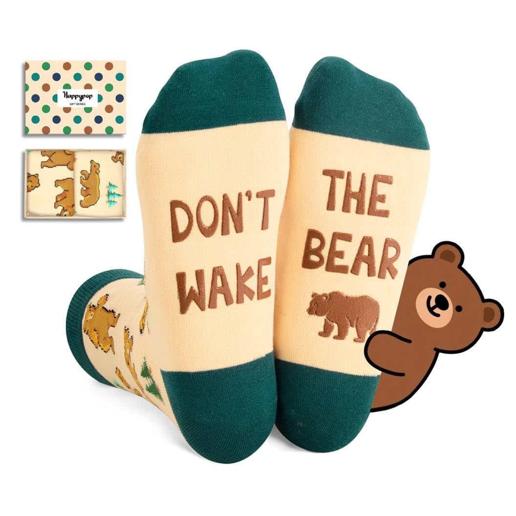 HAPPYPOP Funny Socks for Men Women - Squirrel Raccoon Bear Gifts, Panda Fox Bee Lover Gifts