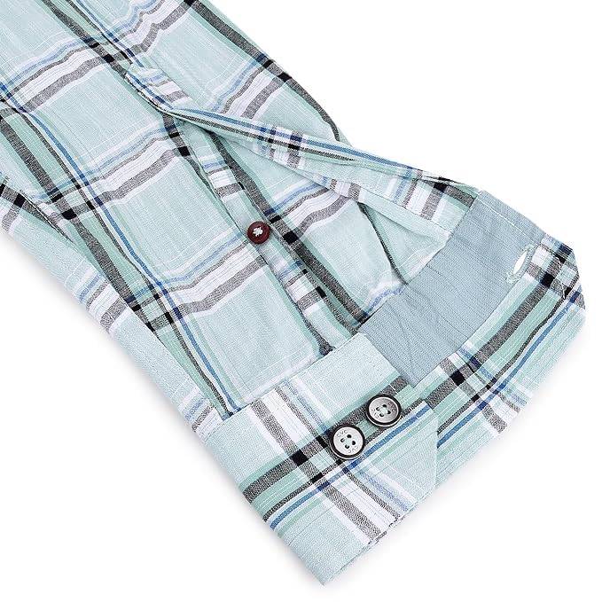 Image of CVC Men's Regular Fit Cotton Oxford Casual Checks Shirt with Full Sleeves