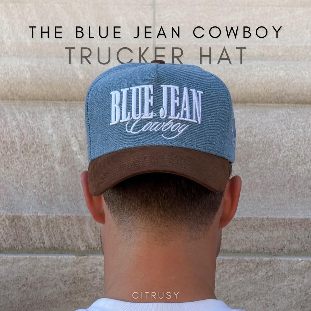 Vintage Western Trucker Hat | Men & Women | Country Cute Caps for Cowgirls Cowboys | Camo Denim Embroidered Cotton | Snapback - Image 4