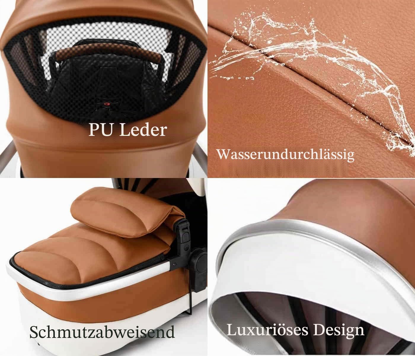 Magic ZC Kinderwagen 3 in 1, Kinderwagen mit Faltbarem Tragbarem One-Click-Design, Buggy mit Umkehrbarem Zwei-Wege-Schub, Kinderwagen 3 in 1 Komplettset mit Zubehör Hohe Landschaft (khaki 518)
