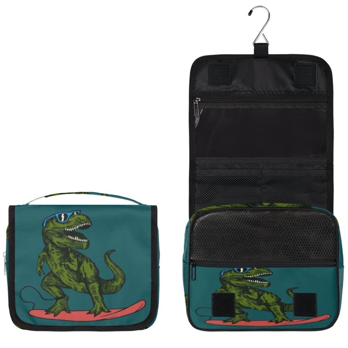 Dinozaury Podróżna Kosmetyczka Śliczne Zwierzę Mycie Torba Unisex Wiszące przybory toaletowe Kosmetyczka Organizer do makijażu, wielobarwny, Jeden rozmiar
